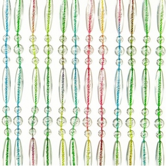 Vliegengordijn kralen recht multi color transparant 90x210cm