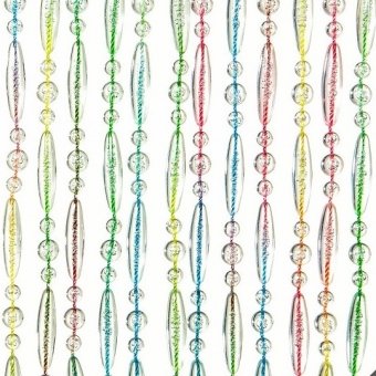 Vliegengordijn op maat: kralen multi color transparant