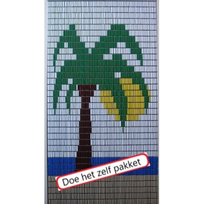 Vliegengordijn bouwpakket palmboom met strand 90x210cm Vliegengordijn bouwpakket palmboom met strand 90x210cm
